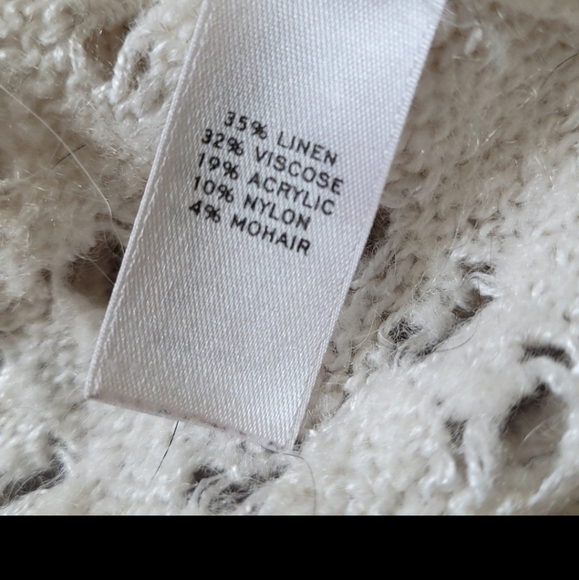 Trouve (Nordstrom) Womens SZ. Sm. Open knit Ivory Sweater Linen/Angora Blend - Picture 8 of 9